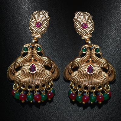 "1grm Fancy Gold coated Ear tops (Jhumkas)- MGR-1113-001 - Click here to View more details about this Product